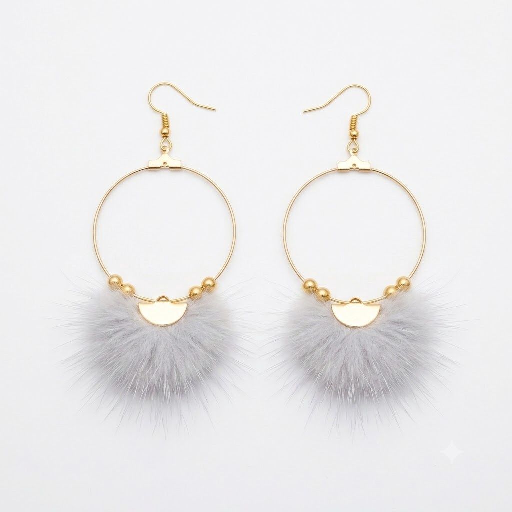Hoop Fur Earring, Design: Dusty Blue