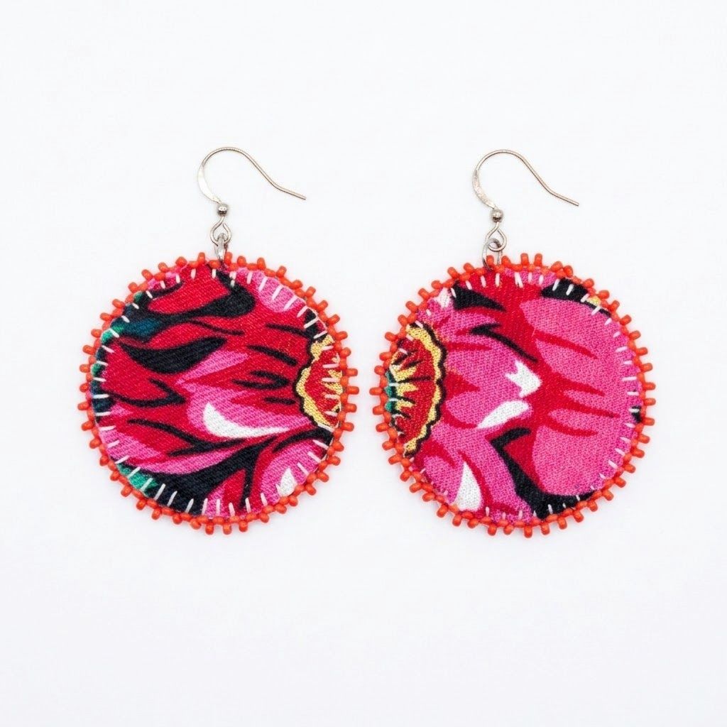 Beaded Edge Floral Earring