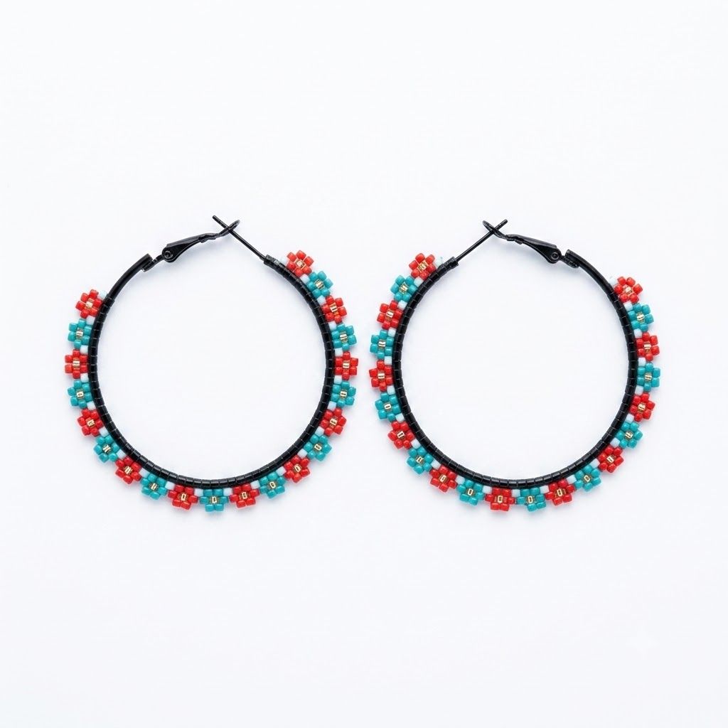 Large Beaded Hoop, Colorway: #1
