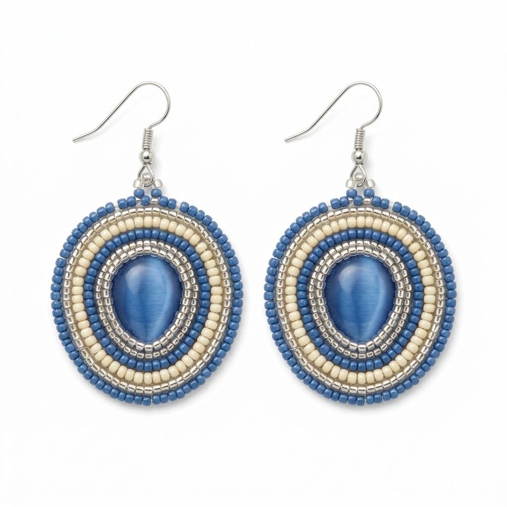 Beaded Stud Earring, Color: 1