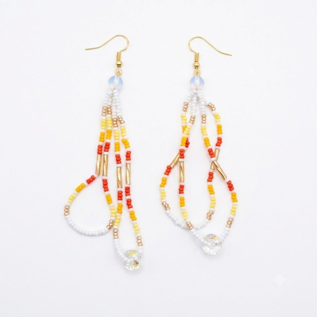 Assorted Beaded Loop Earring, Color: 1