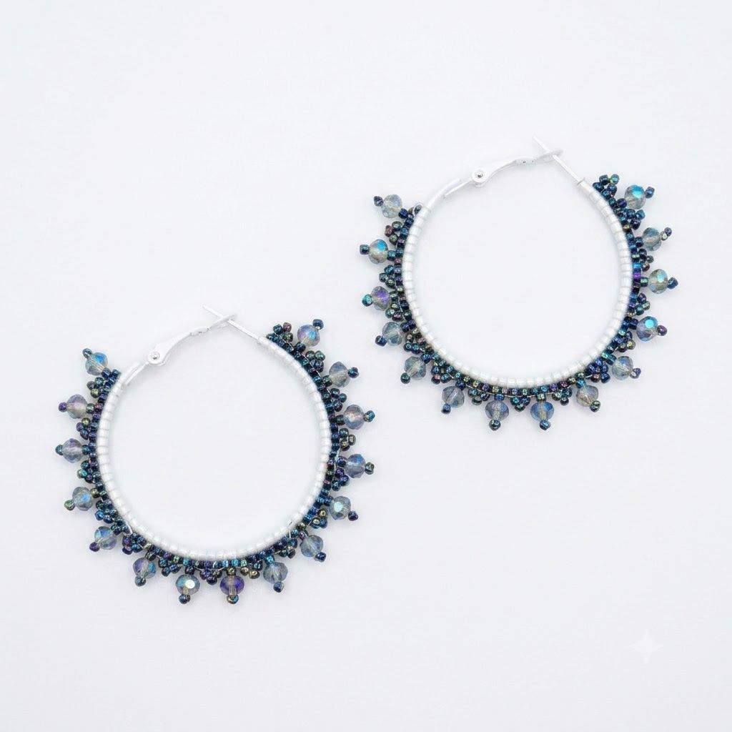 Medium Beaded Hoop, Colorway: #1