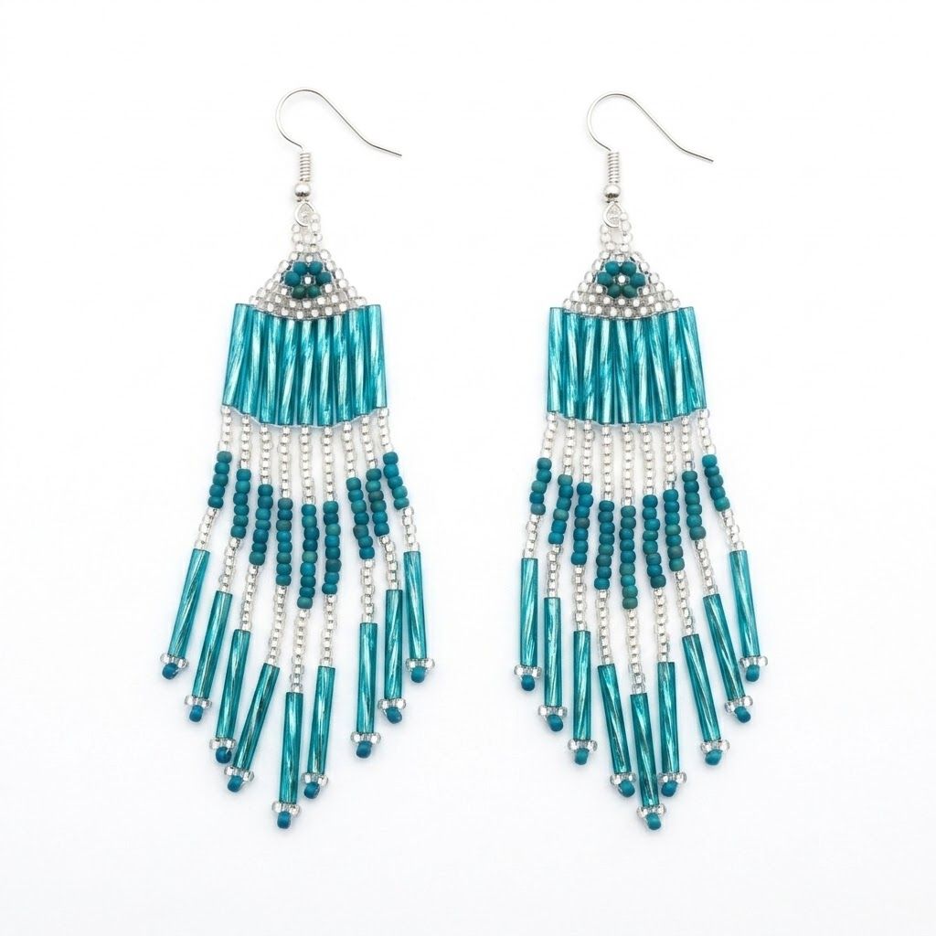 Long Dangly Beaded Earring