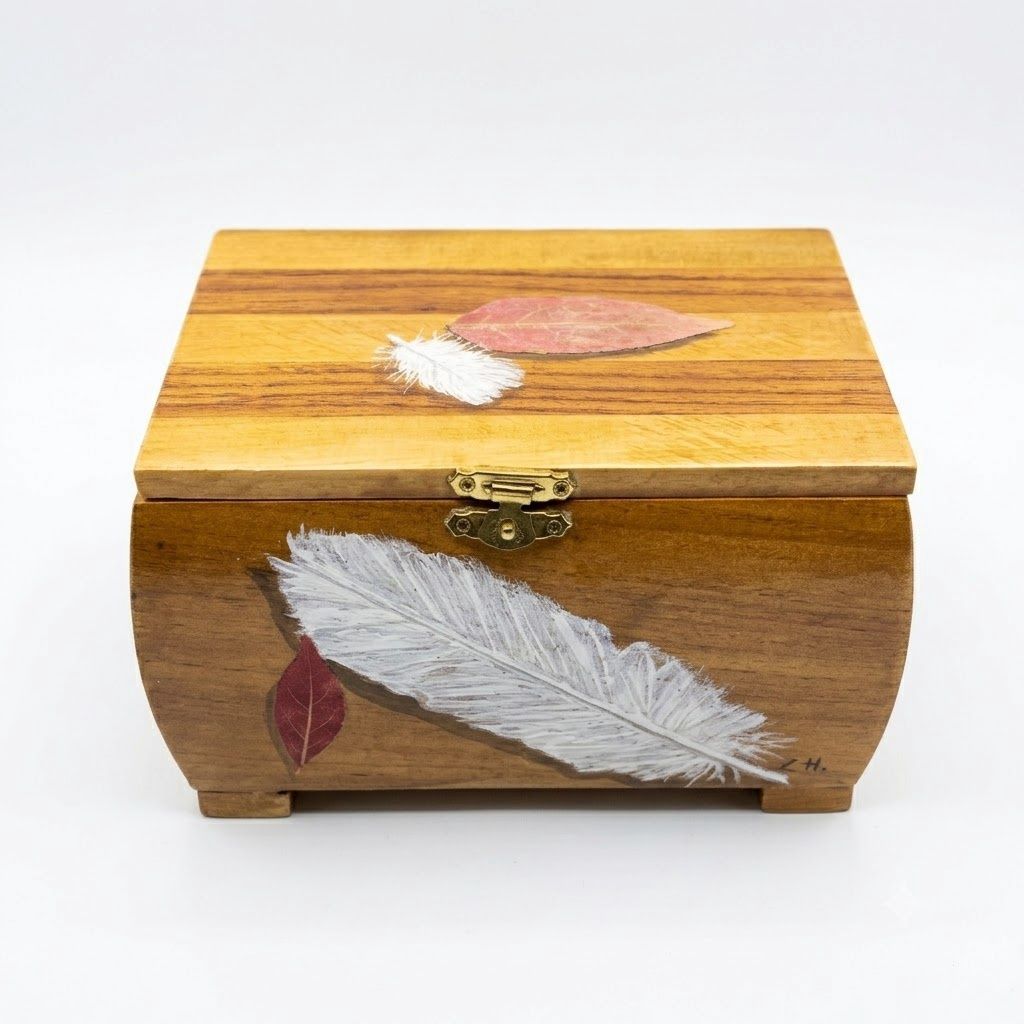 Linda A. Helin Red Leaf Feather Box O/C