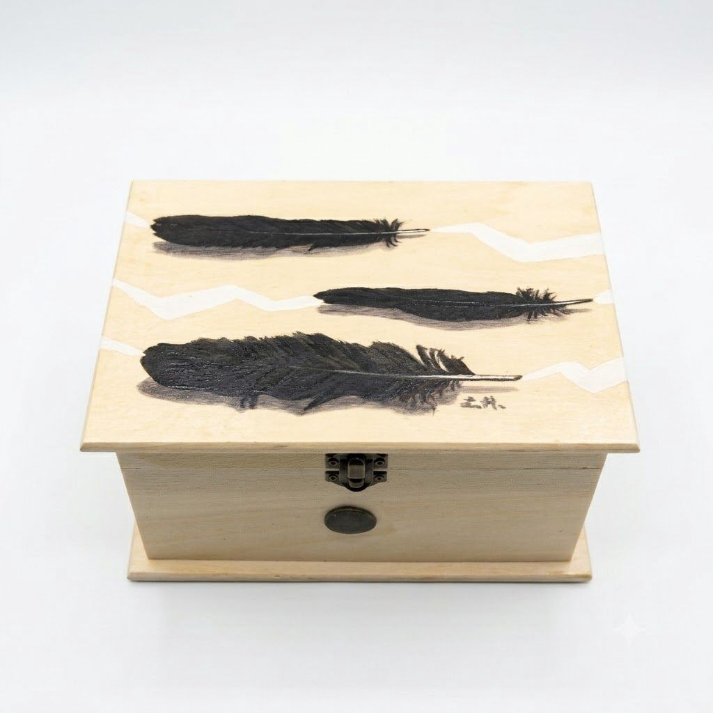 Linda A. Helin Black Feather Box O/C