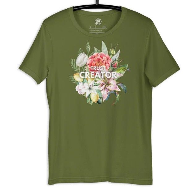The Rez Lifestyle Assorted Tees, Design: Trust Creator- Olive, Size: Small
