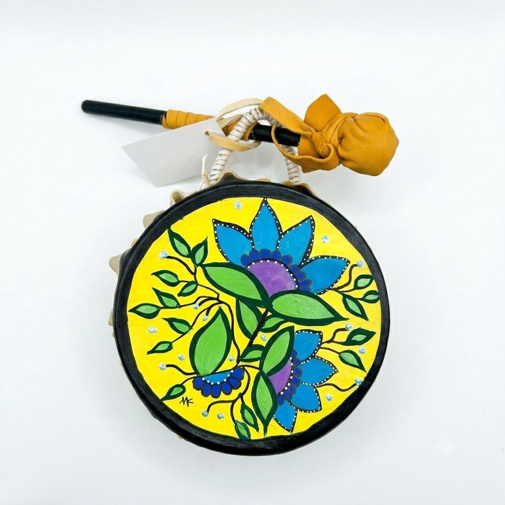 Hand Painted Water Drums, Design: Floral