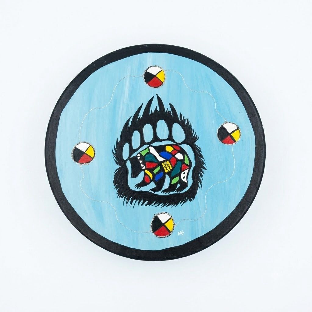 Hand Painted 14" Drums, Design: Bear