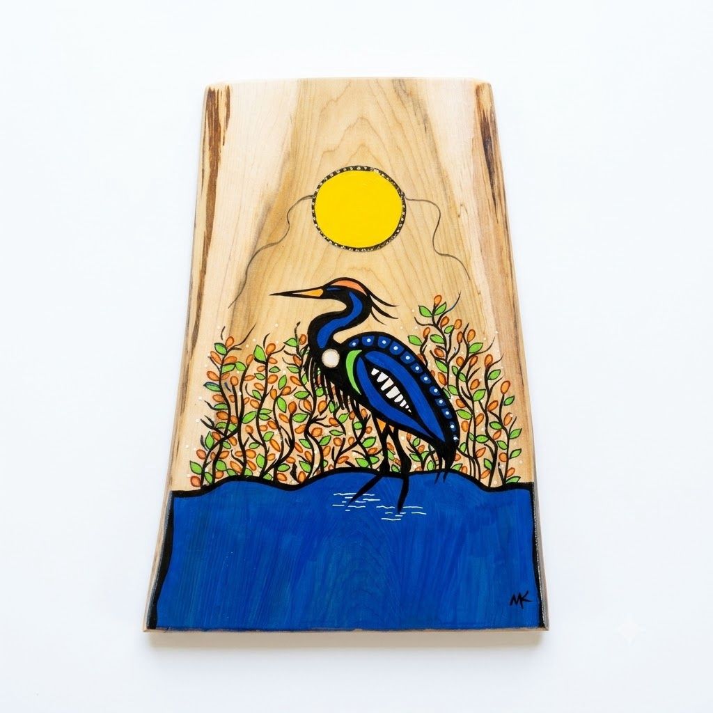 Live Edge Painting Blue Heron
