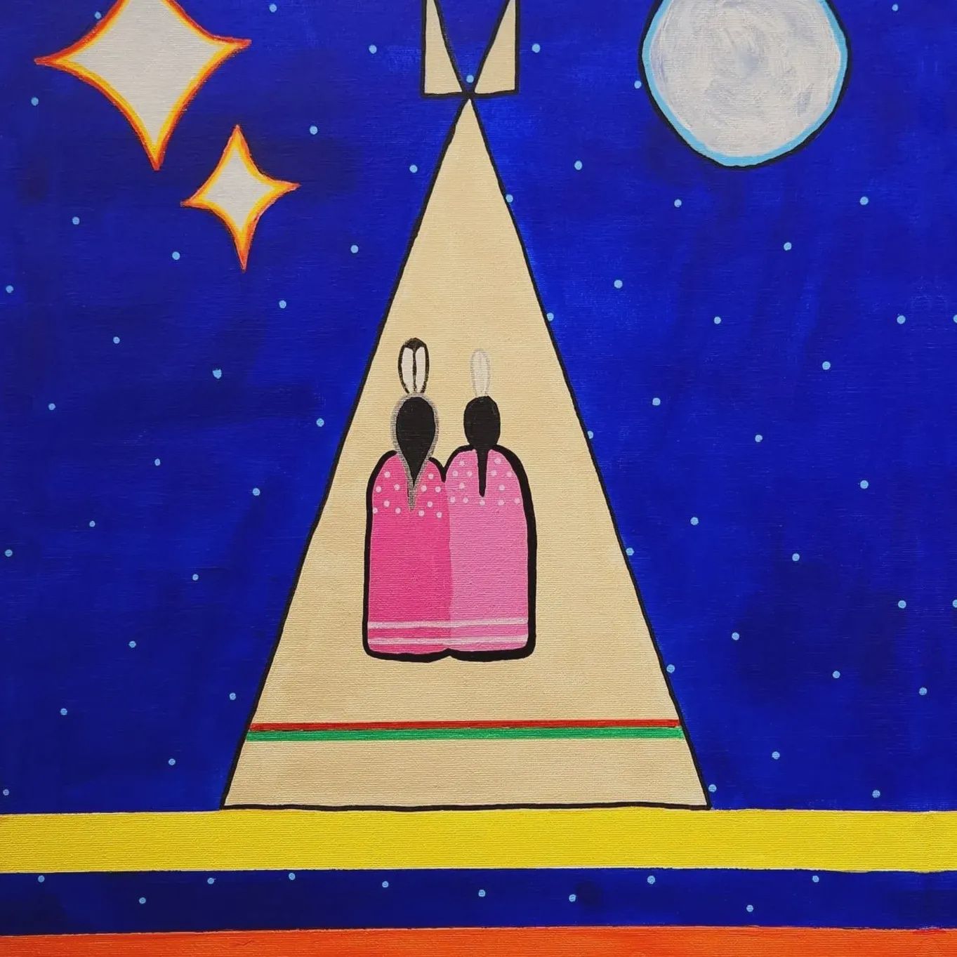 Lisa Pitawanakwat Art Print- Nokomis Giizis - Grandmother Moon 16x12