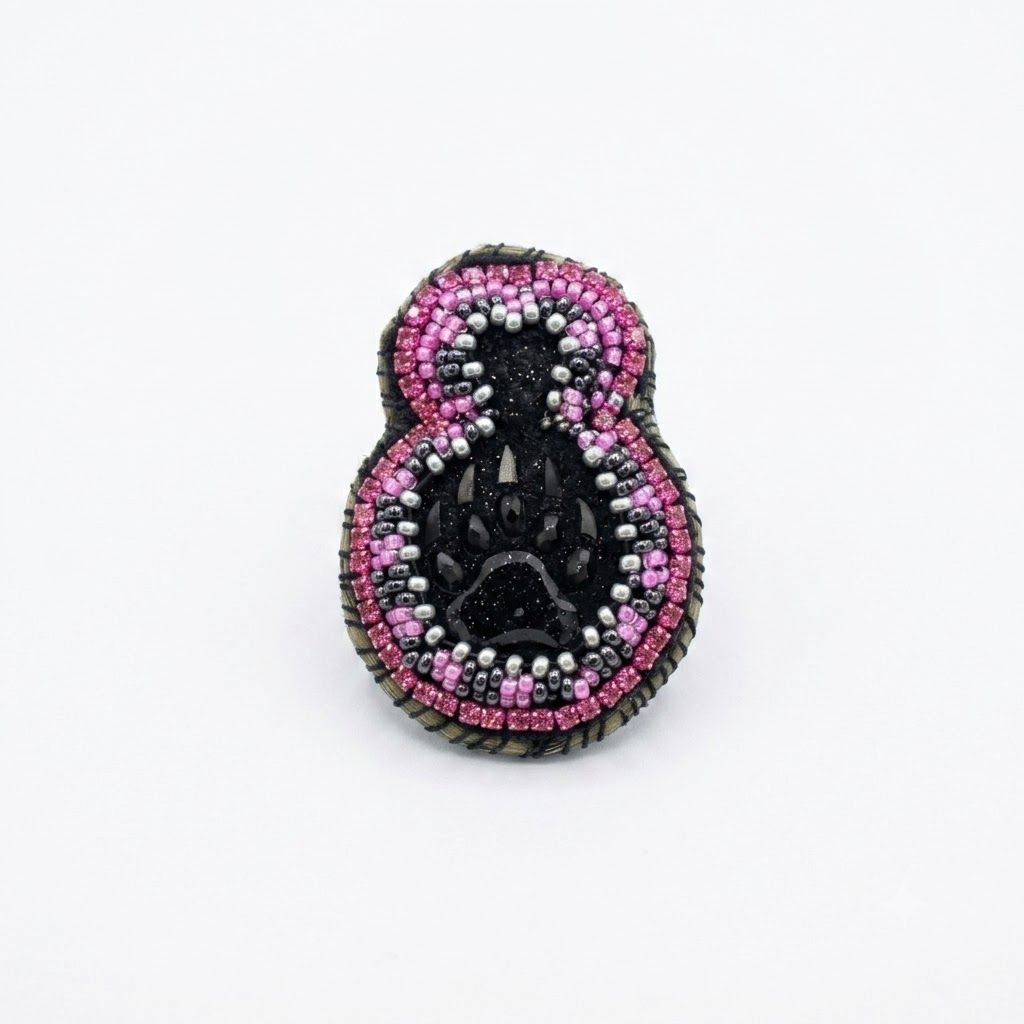 Black Sparkly Bear Claw Brooche