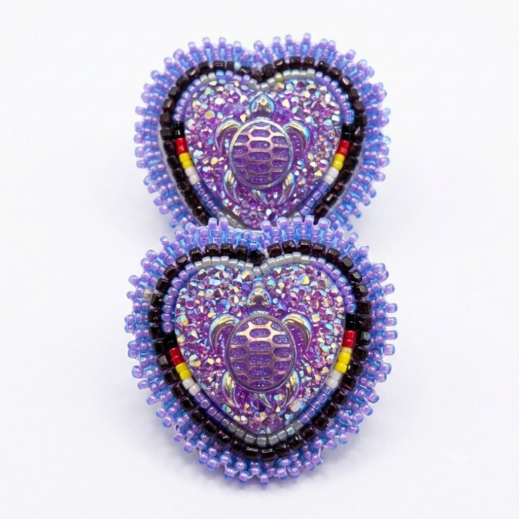 Purple Heart Turtle Earring