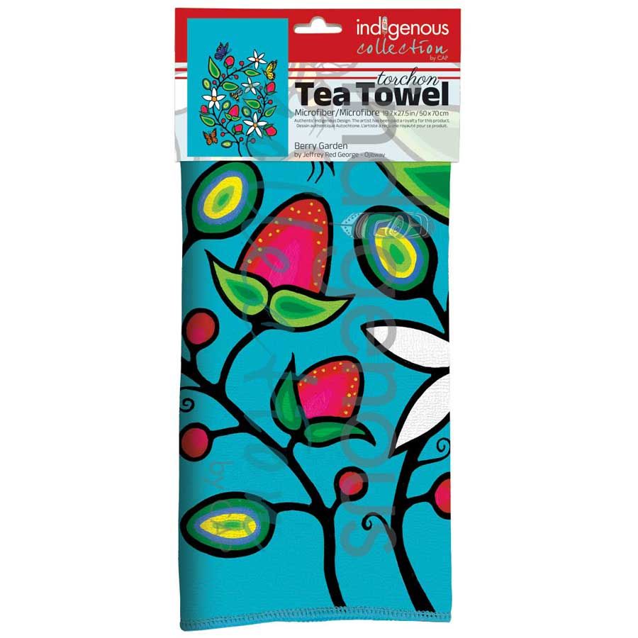 Assorted CAP Tea Towel, Design: Berry Garden- George Jeffrey Red