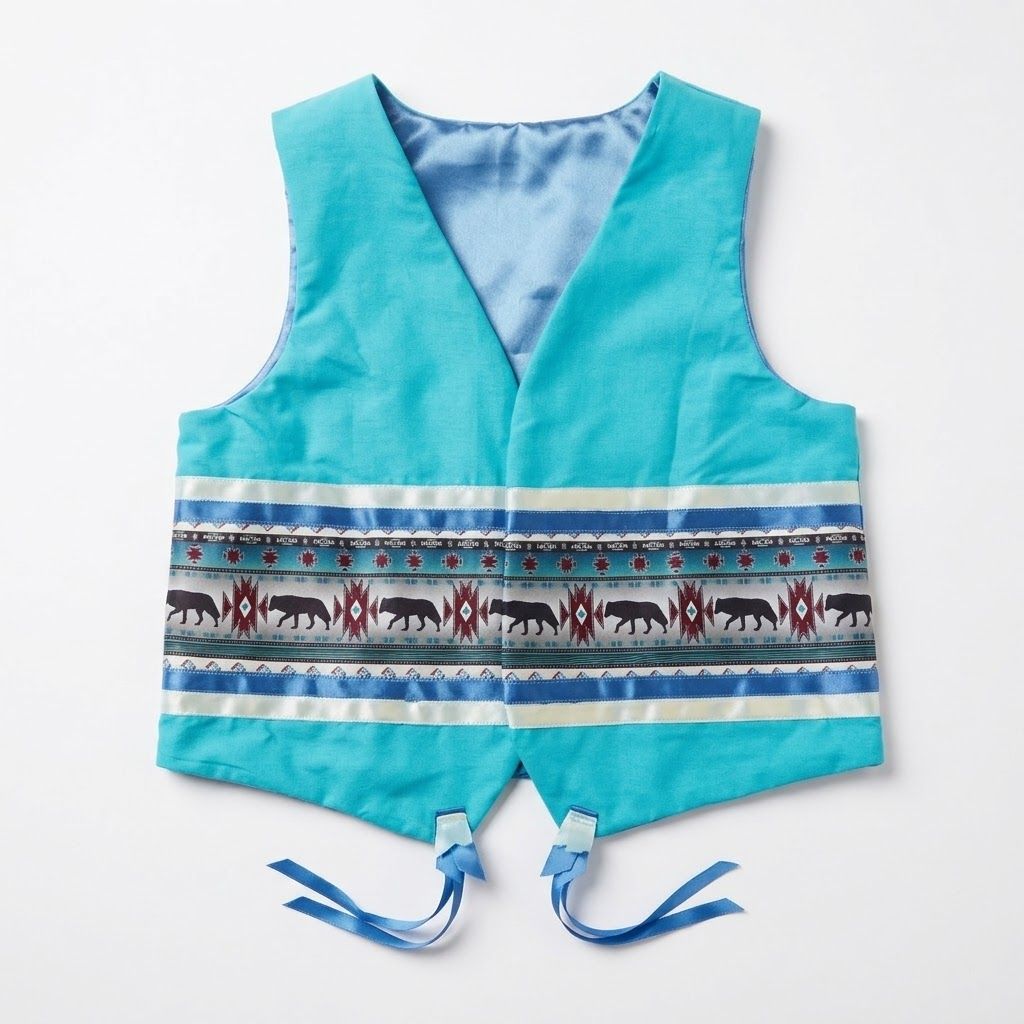 Ribbon Vest, Design: Teal Wolf Band, Size: X-Small