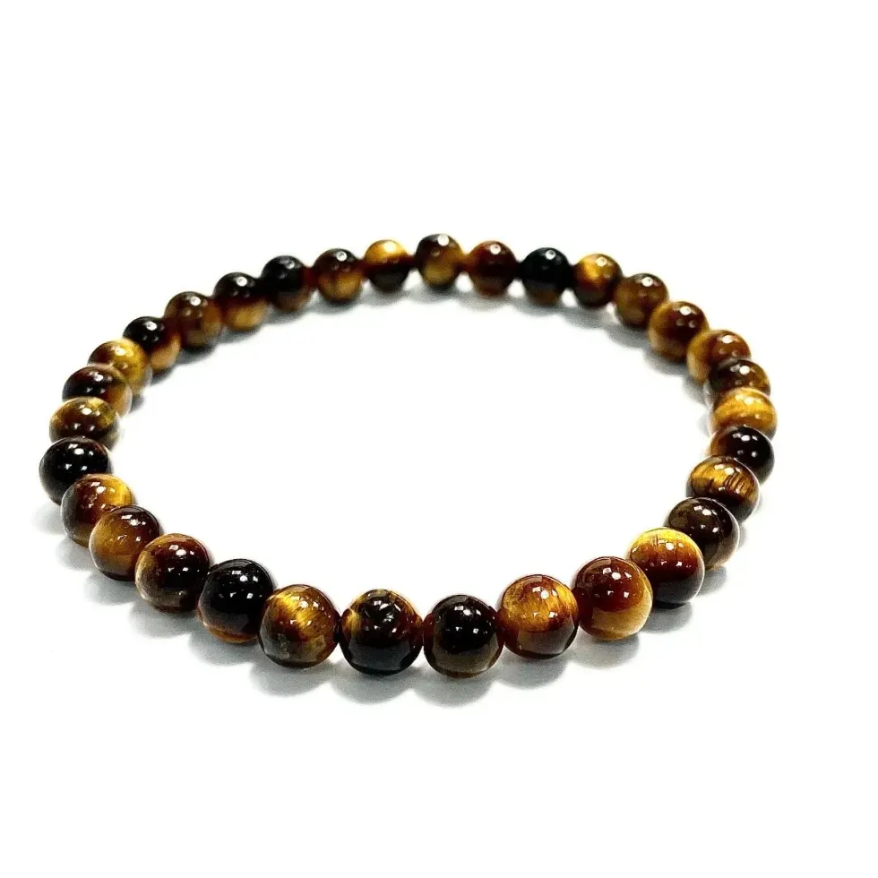 Assorted Stone Bracelet, Design: Tigers Eye, Size: 6mm