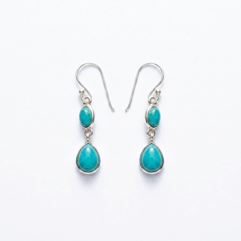 Assorted Turquoise Earrings, Design: Double Teardrop