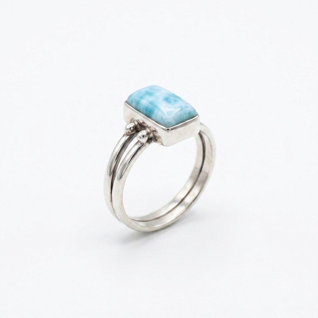 Sterling Silver Dual Stone Flip Ring, Design: Rectangle Cut- Size 4.5