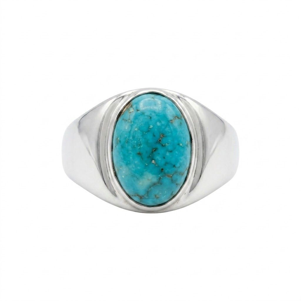 Sterling Silver Men's Turquoise Rings, Design: Size 14