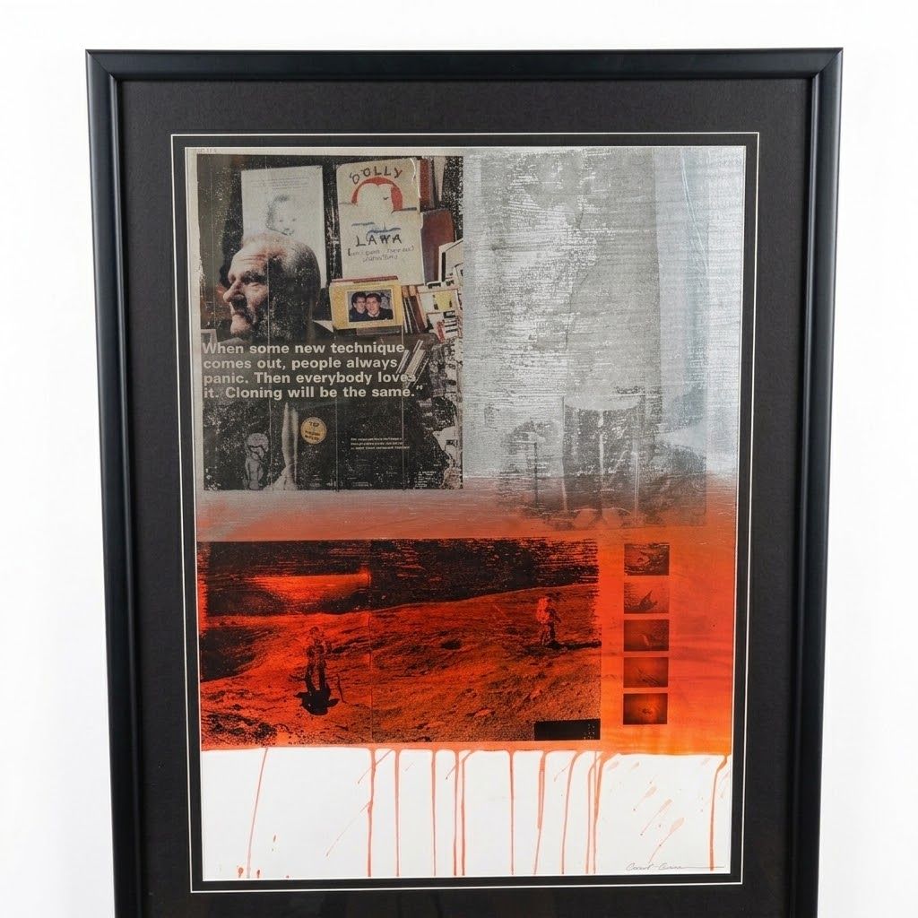 Carl Beam- Untitled Joker Man on Moon Original Framed Artwork