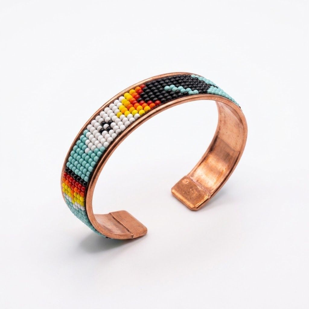 Copper Bead Bangle Bracelet
