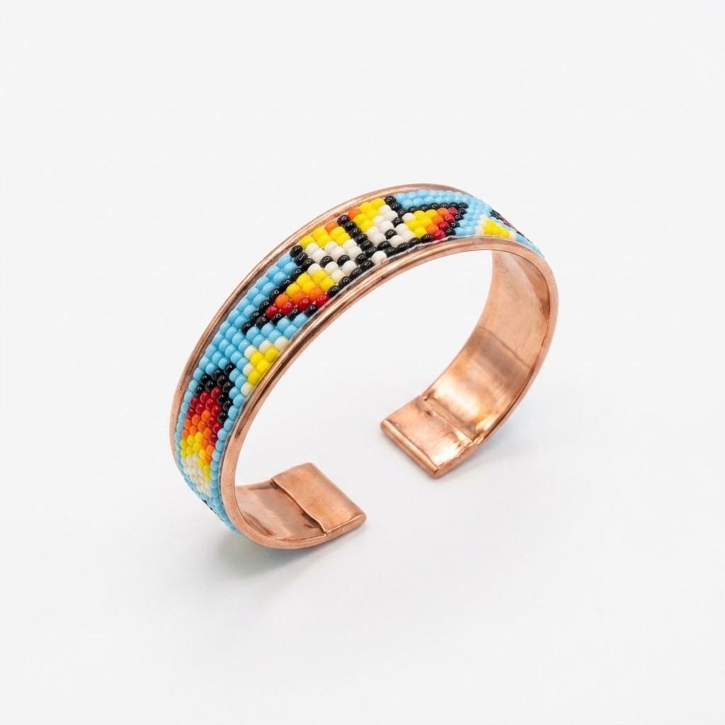 Copper Bead Bangle Bracelet, Design: #1