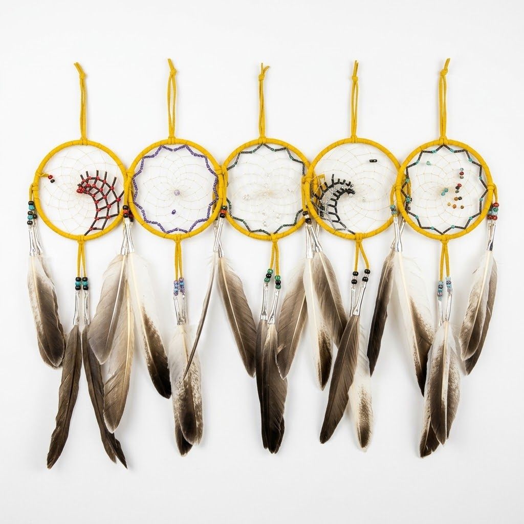 Assorted 4” Beaded Web Dreamcatcher, Color: Tan