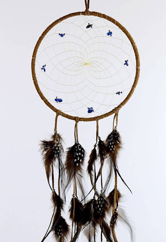 6" Brown Dream Catcher with Semi-precious Stones