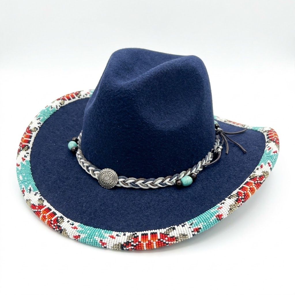 Blue Beaded Hat