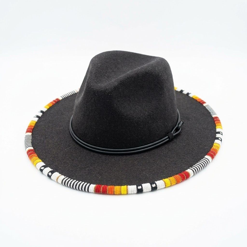 Wide Brim Beaded Hat