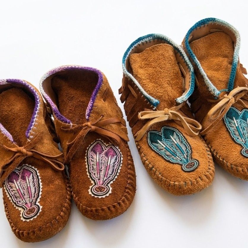 Handmade Feather Patch Moccasin