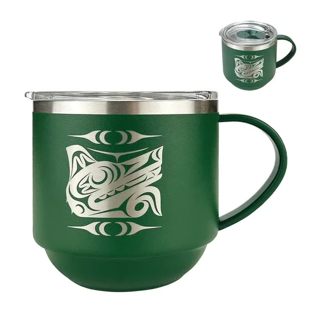 Assorted Stackable Travel Mugs, Design: Wolf- Maynard Johnny Jr.