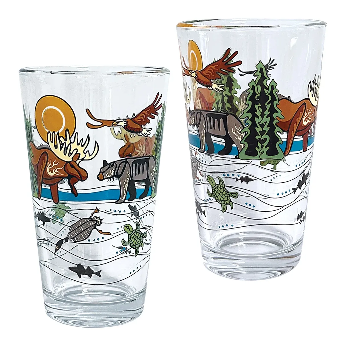 Assorted Printed Glass Tumbler- Set of 2