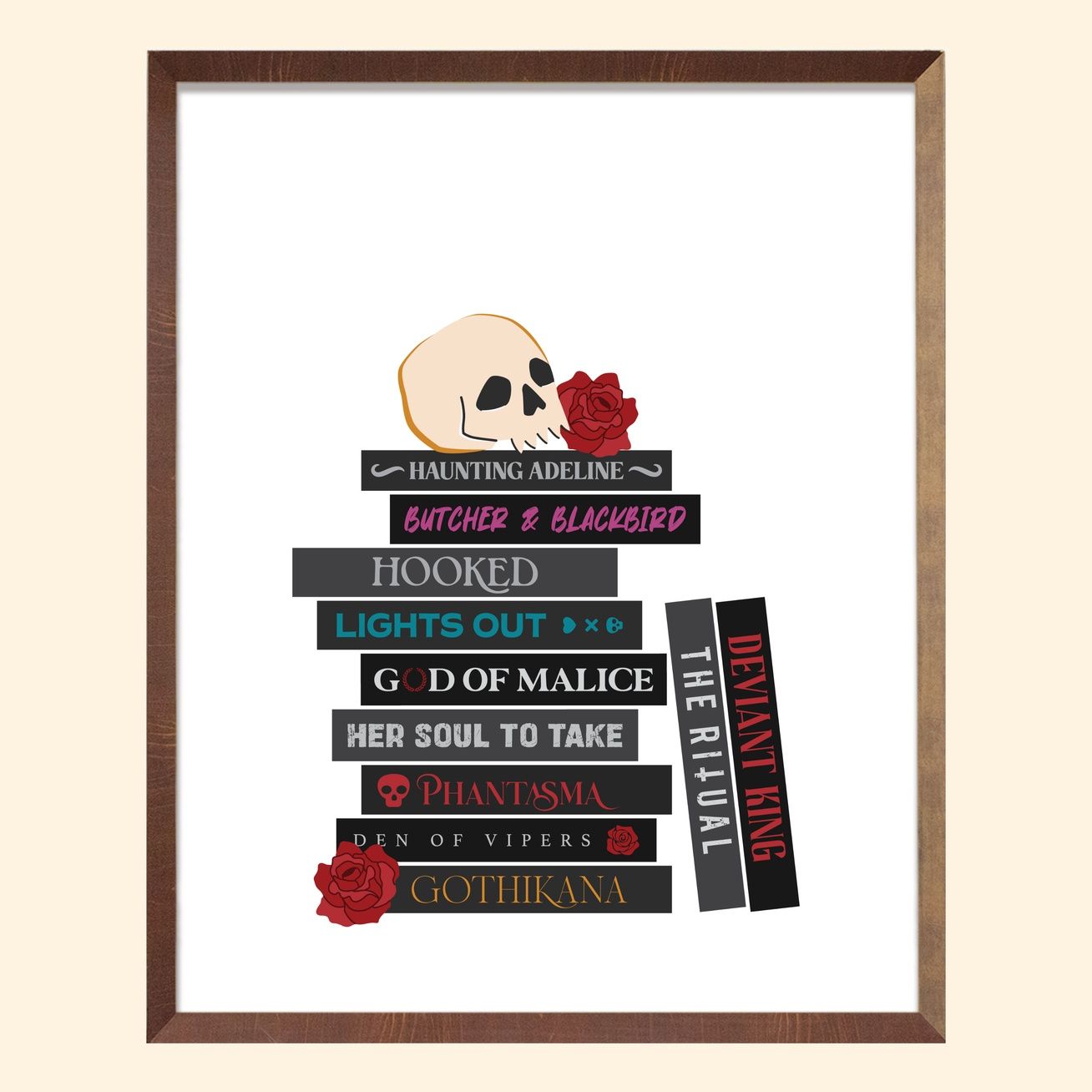 Dark Romance Book Stack Art Print