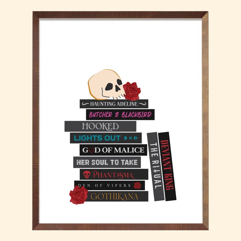Dark Romance Book Stack Art Print