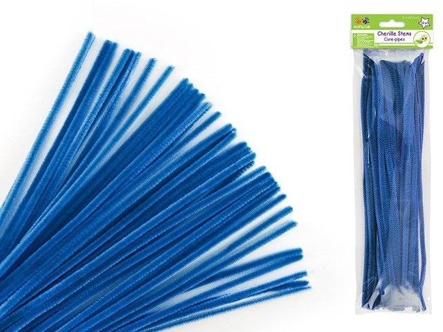 Krafty Kids Chenille Stems: 6mmx30cm Standard Pipe Cleaners 40pc M) Royal Blue