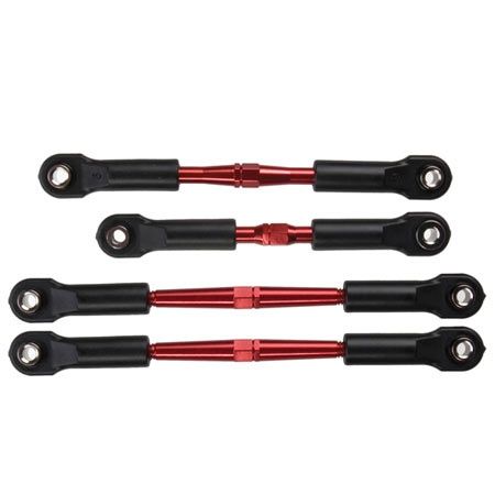 Traxxas Turnbuckles, aluminum (red-anodized), camber links, front, 39mm (2), rear, 49mm (2) (assembled w/ rod ends &amp; hollow balls)/wrench