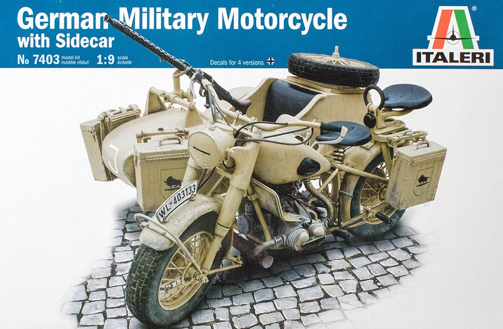 Italeri 1/9 BMW R75 German Military Motorcycle with Sidecar