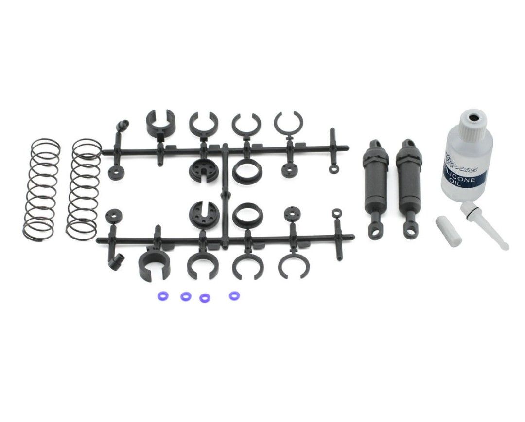 Traxxas Ultra Shocks (black) (long) (complete w/ spring pre-load spacers &amp; springs) (front) (2)