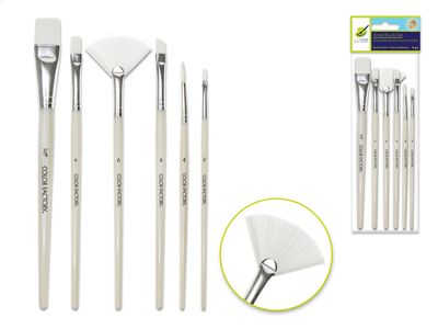 Color Factory Artist Brush Set White Synthetic Multi-Set 6pc