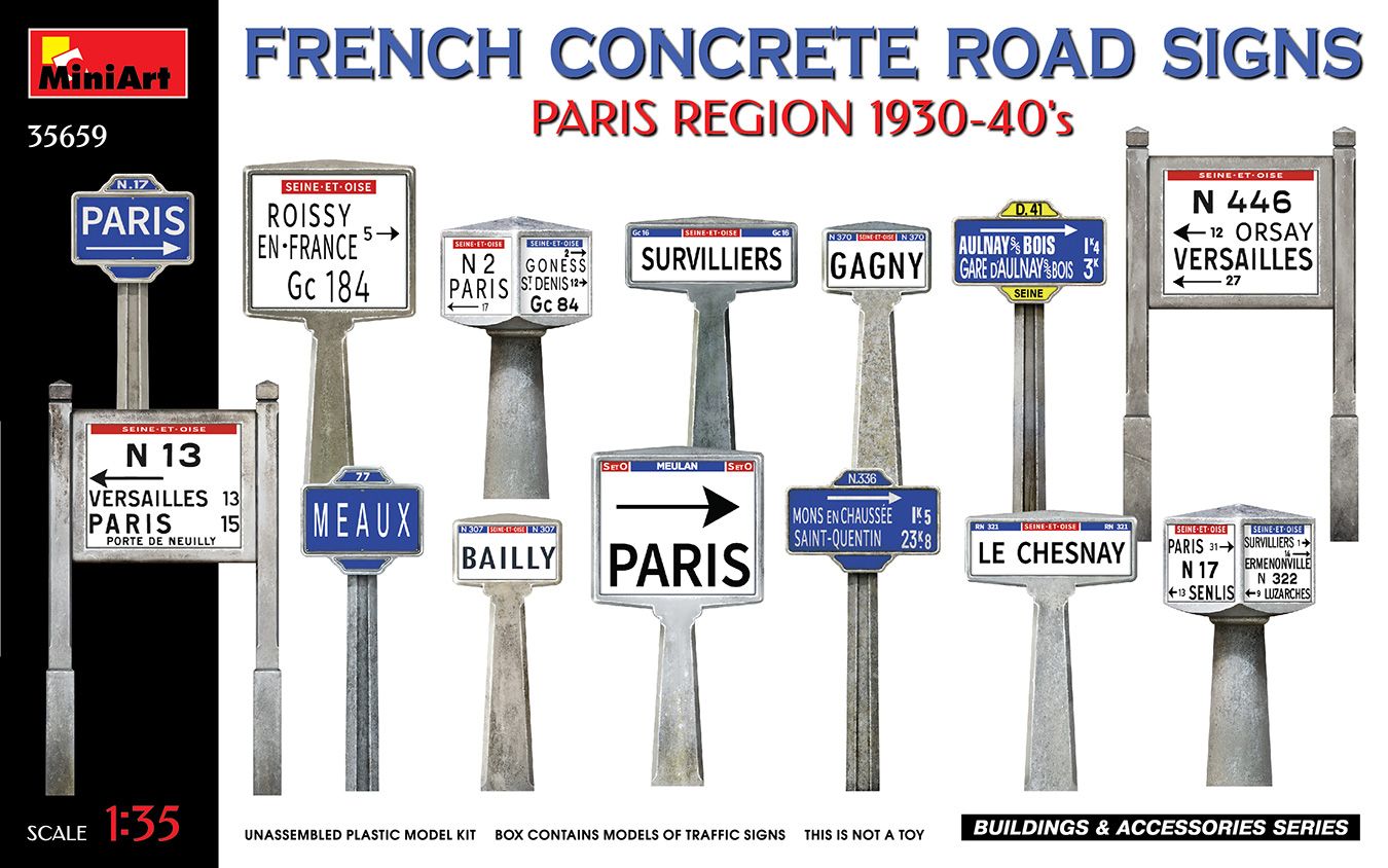 MiniArt 1/35 1930-1940s Prais Region French Concrete Road Signs