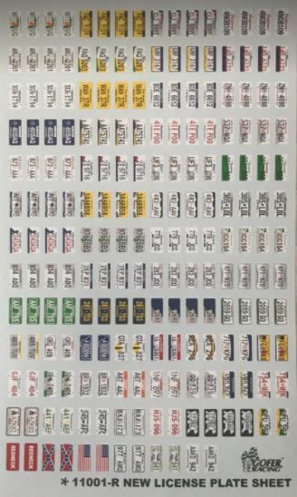 Gofer Racing 1/24 License plates USA and Canada Decals