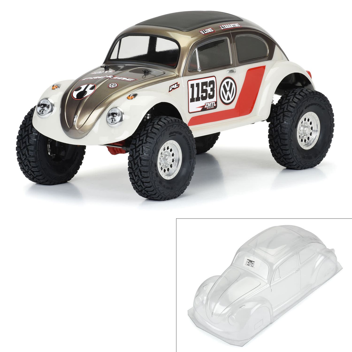 Pro Line 1/10 Volkswagen Beetle Clear Body 12.3" (313mm) Wheelbase Crawlers