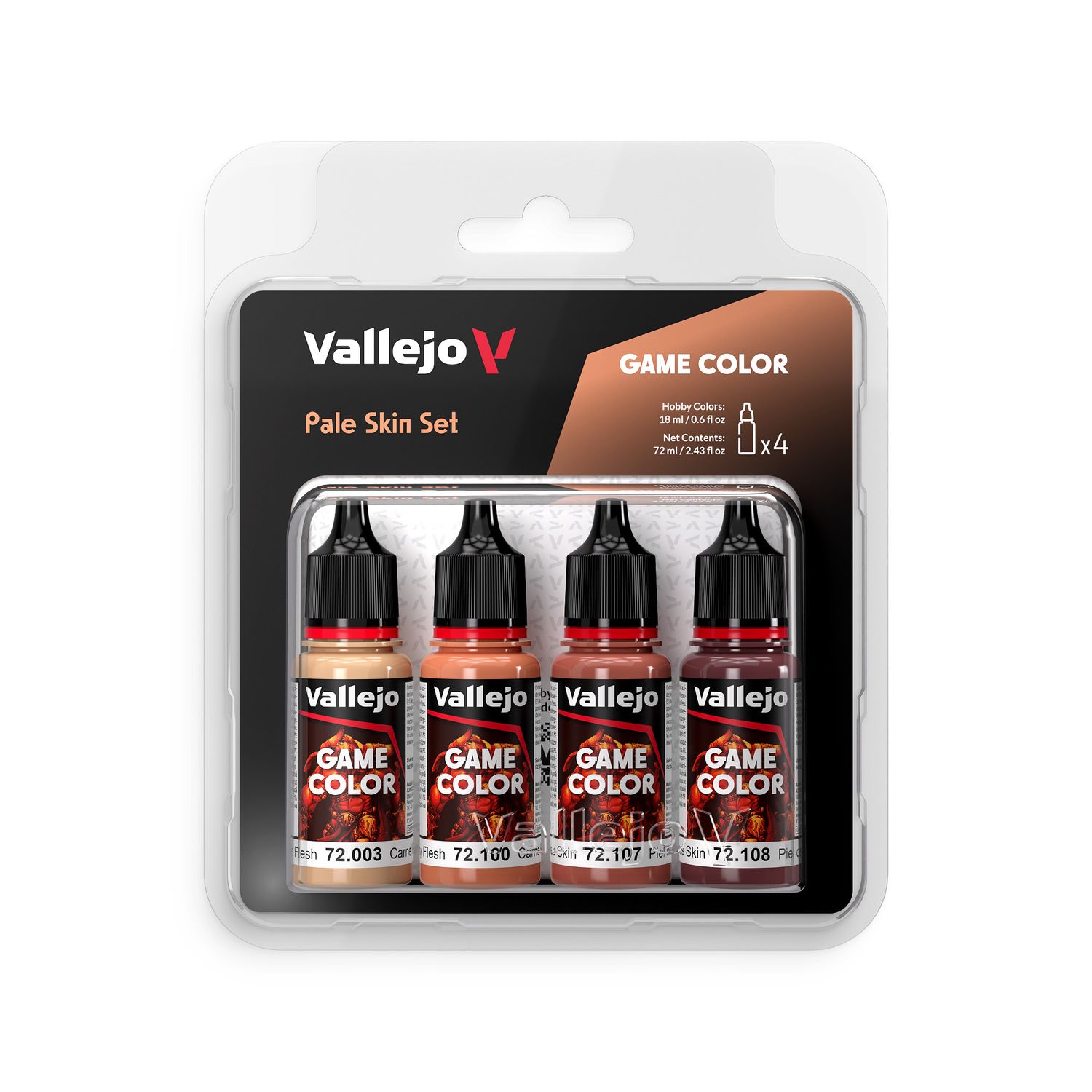 Vallejo Game Color Pale Skin Color (4 Piece Set) 72003, 100, 107, 108