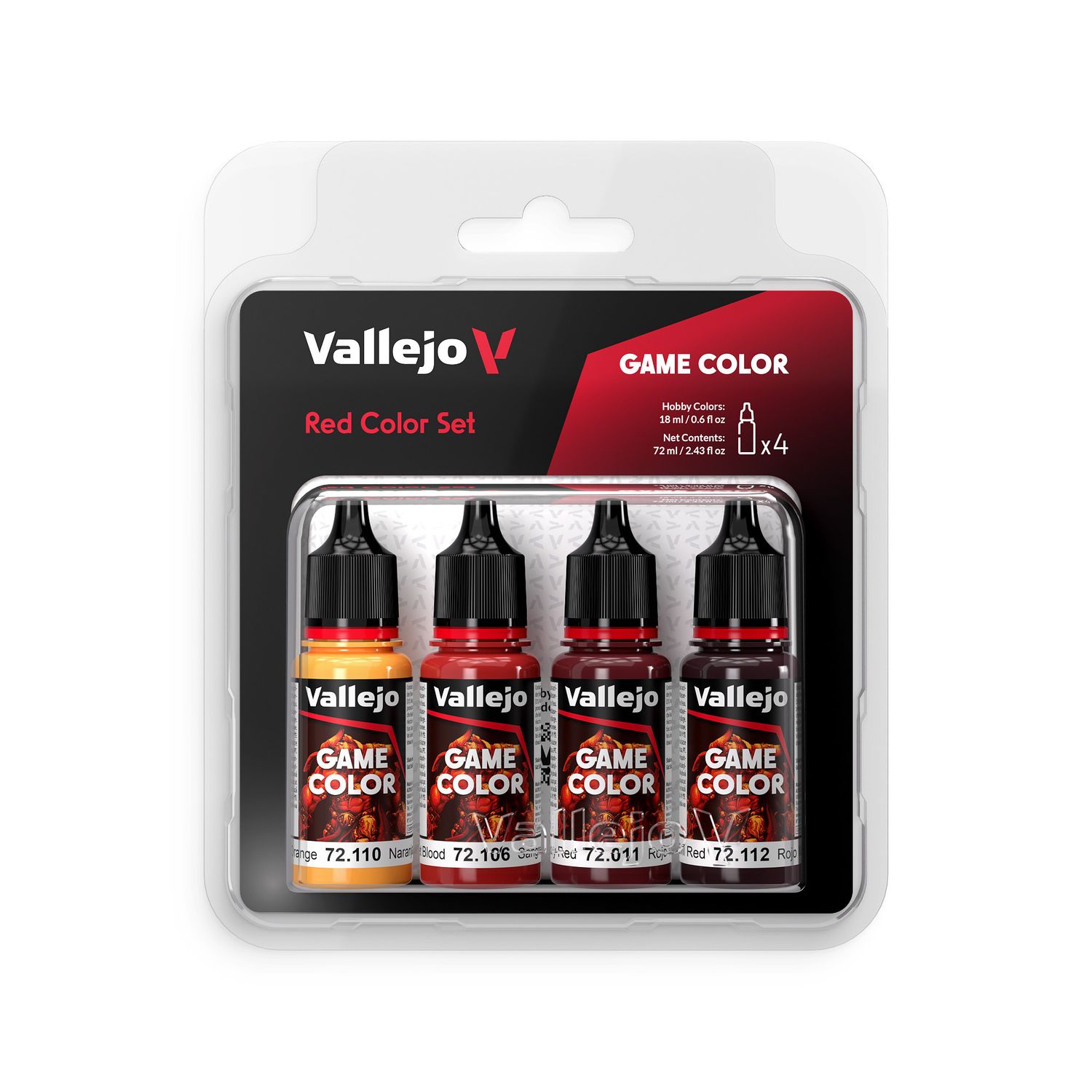 Vallejo GAME COLOR RED COLOR SET (4PCS) 72-110, 106, 011, 112