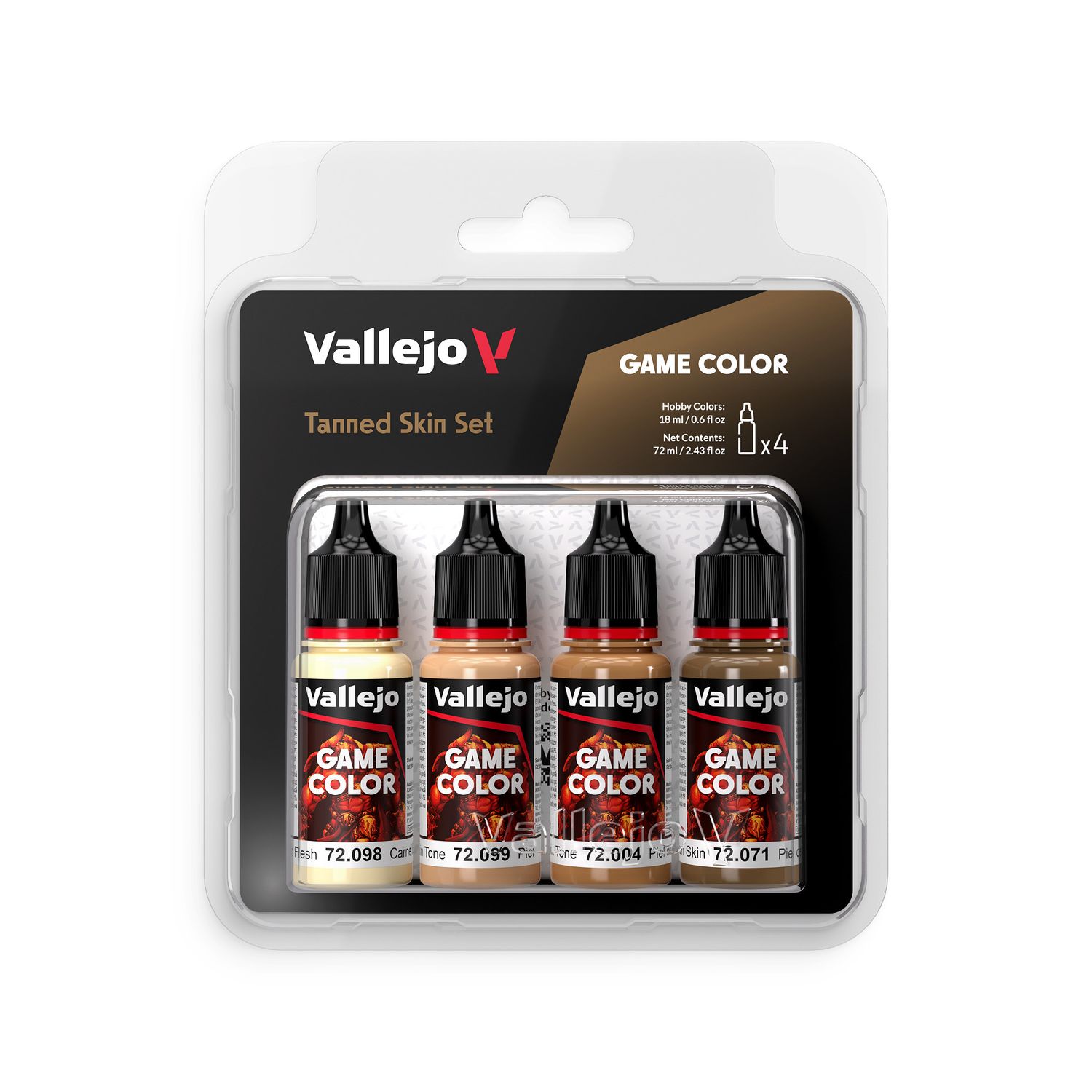 Vallejo Game Color Tan Skin Color (4 Piece Set) 72098, 099, 004, 071