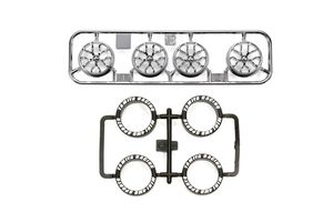 Tamiya JR LP Tire/Plated Wheel Set, Black Plated (Y-Spoke)