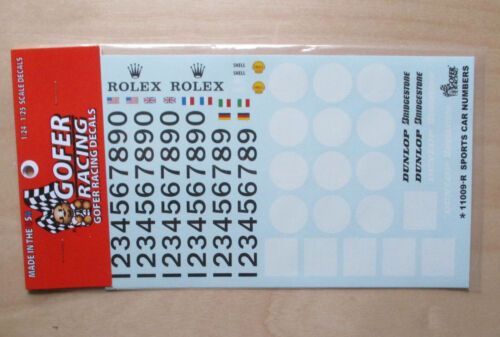 Gofer Racing 1/24 Sports Car Numbers Decal Sheet