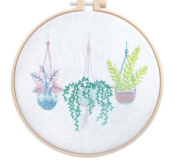 Needle Crafter Kit DIY Embroidery Cross-Stitch Kit w/Needle D) Succulents