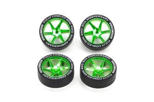 Tamiya 30 Anniversary Super Hard Low Profile Tires &amp; Matte Green Plated Wheels