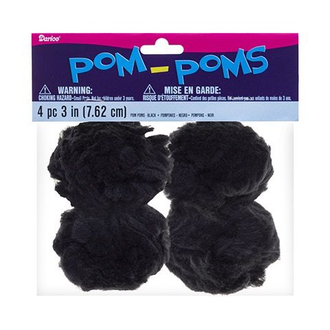 Darice Pom Poms - Black 3" 4 pcs